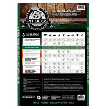 Sac de Pellets en Bois de Pommier 9 kg Granulés de Bois pour Cuisson Extérieure Barbecue Fumoir Four à pizza PIT BOSS