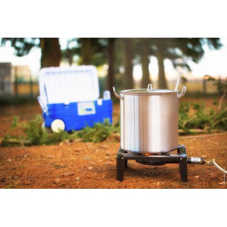 Réchaud à gaz 7.5KW Acier émaillé Bruleur fonte Réchaud Traiteur 4 pieds Cuissons extérieures