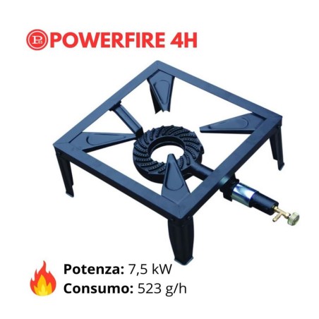 Réchaud à gaz 7.5KW Acier émaillé Bruleur fonte Réchaud Traiteur 4 pieds Cuissons extérieures