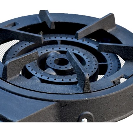 Réchaud à Gaz Traiteur 4 pieds 8,6KW 3 Bruleurs Gaz Butane ou Propane Fonte véritable KZ Garden