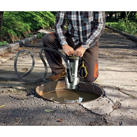 Pompe immergée Eaux Usées 1100W - Pompe Vide Cave Flotteur Intégré Débit max 16500 l/h Élévation 10.5m STANLEY