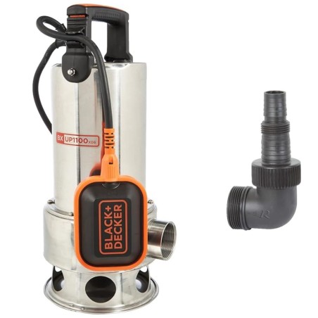 Pompe immergée Eaux Sales 1100W - Pompe à Eau Débit max 16500 l/h Élévation 10.5m Black+Decker