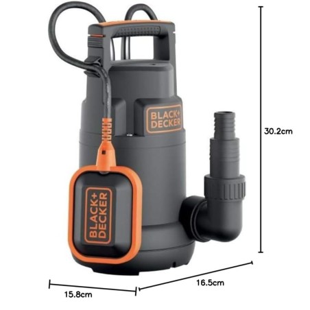 Pompe Vide Cave Eaux Usées 750W - Pompe Immergée Flotteur Intégré Eaux Claires / Eaux Sales Débit 13000 l/h Black+Decker