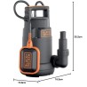 Pompe Vide Cave Eaux Usées 750W - Pompe Immergée Flotteur Intégré Eaux Claires / Eaux Sales Débit 13000 l/h Black+Decker