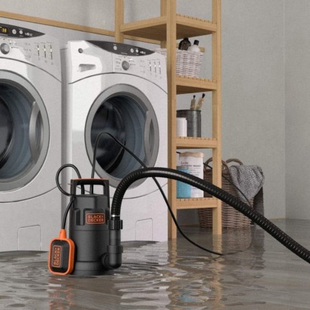 Pompe Vide Cave Eaux Usées 750W - Pompe Immergée Flotteur Intégré Eaux Claires / Eaux Sales Débit 13000 l/h Black+Decker