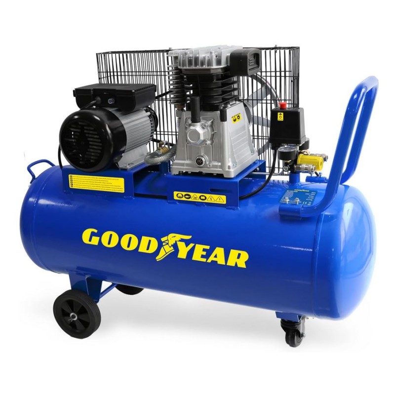 Compresseur d'air 10 bars Réservoir 100L à Courroie 3CV 2250W Débit air 350L/min GOODYEAR