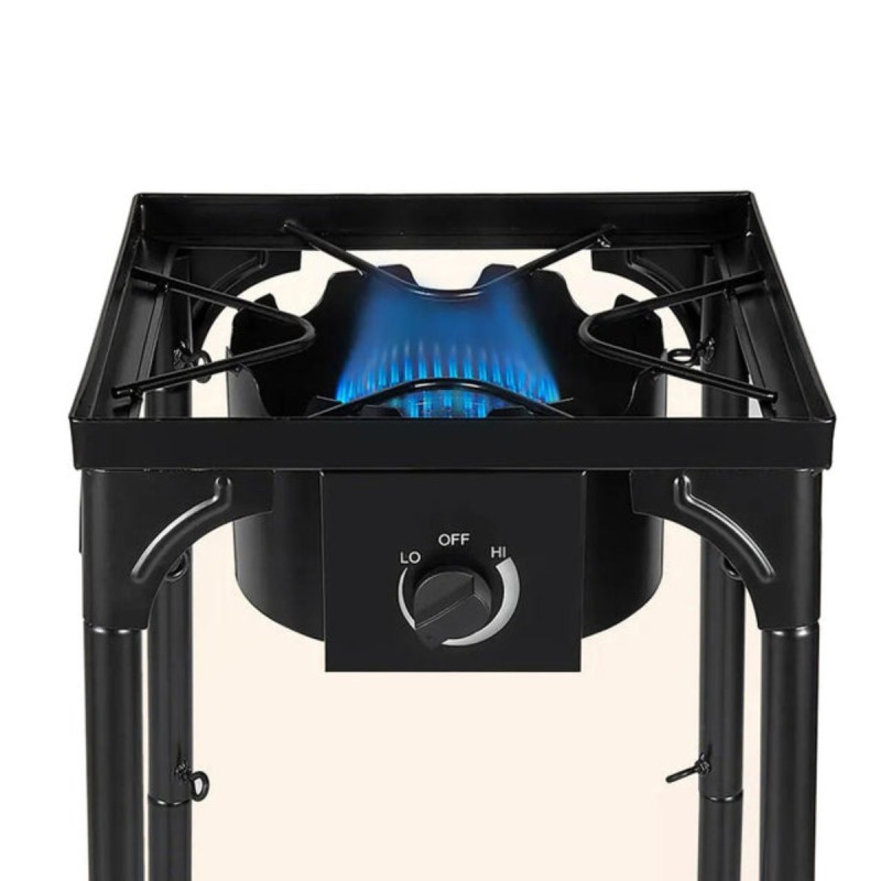 Réchaud Gaz 4 pieds 4.5KW Modulable 3 Hauteurs - Cuisine Extérieure Dimensions 40 x 40 x H78cm Allumage Piezo