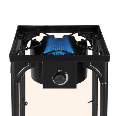 Réchaud Gaz 4 pieds 4.5KW Modulable 3 Hauteurs - Cuisine Extérieure Dimensions 40 x 40 x H78cm Allumage Piezo