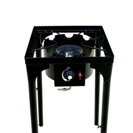 Réchaud Gaz 4 pieds 4.5KW Modulable 3 Hauteurs - Cuisine Extérieure Dimensions 40 x 40 x H78cm Allumage Piezo