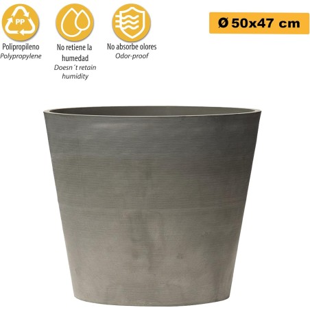 Pot de Fleur Gris 70L Ø50cm H47cm - Jardinière Extérieure Balcon Terrasse Jardin ARTPLAST