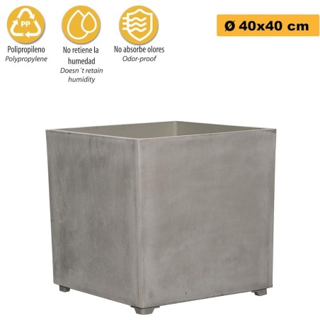 Pot de Fleur Carré Gris 50L 40x40cm - Jardinière Extérieure Balcon Terrasse Jardin ARTPLAST