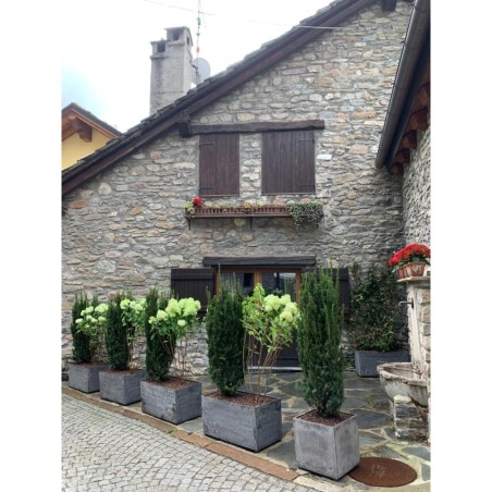 Pot de Fleur Carré Gris 50L 40x40cm - Jardinière Extérieure Balcon Terrasse Jardin ARTPLAST