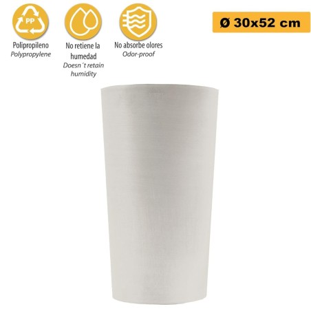 Pot de Fleurs Conique Gris Clair Ø30cm H52cm - Pot de Fleurs Haut en Plastique Recyclé - Design Italien ARTPLAST