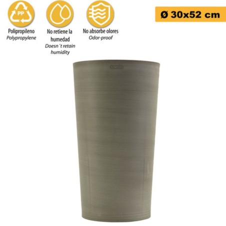Pot de Fleurs Conique Gris Ø30cm H52cm - Pot de Fleurs Haut en Plastique Recyclé - Design Italien ARTPLAST