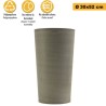 Pot de Fleurs Conique Gris Ø30cm H52cm - Pot de Fleurs Haut en Plastique Recyclé - Design Italien ARTPLAST