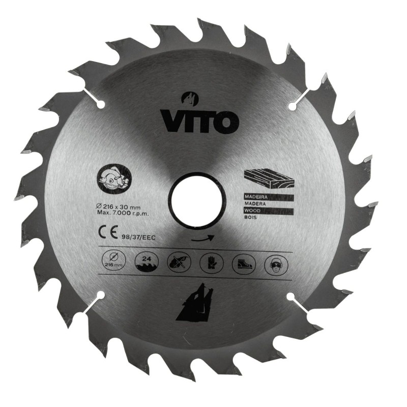 Lame de Scie Circulaire Carbure de Tungstène 216 mm - 24 Dents - Coupe Rapide et Précise Tous Bois VITO