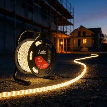 Ruban LED 7W sur Enrouleur 25m - Guirlande Lumineuse Blanche 4000K - Pour Intérieur Extérieur Façade Maison Evènement ASLO