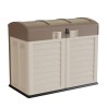 Coffre de jardin 1500L - Abri Poubelle de Tri Polypropylène Ecru Taupe - Verrouillable par Cadenas Art Plast