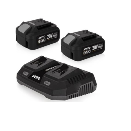 Tondeuse à gazon 20V + 2 Batteries lithium 4.0Ah Chargeur double Bac 30L Gazon 500m2 VITO