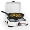 Réchaud à gaz 1 feu 1500W Brûleur fonte amovible Lavable Gaz butane ou propane Blanc laqué Grille Couvercle GOLD