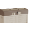 Rangement Poubelle 1500L - Abri Poubelle de Tri Polypropylène Ecru Taupe - Coffre de jardin Verrouillable par Cadenas