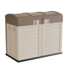 Rangement Poubelle 1500L - Abri Poubelle de Tri Polypropylène Ecru Taupe - Coffre de jardin Verrouillable par Cadenas