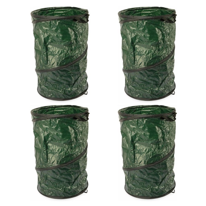 Pack de 4 Sacs à Déchets Verts 120L Sac Pliable Compost Gravat Poignées Poubelle Tri Plastique Nettoyage Jardin