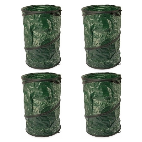Pack de 4 Sacs à Déchets Verts 120L Sac Pliable Compost Gravat Poignées Poubelle Tri Plastique Nettoyage Jardin
