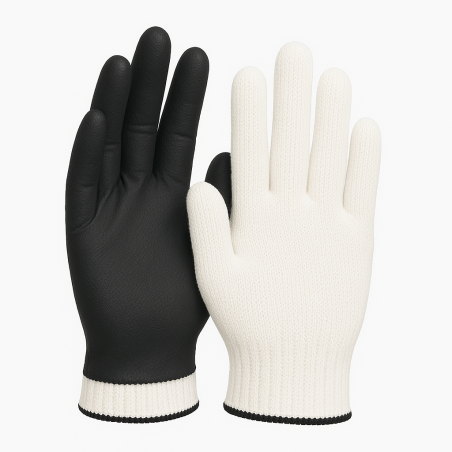Lot 50 Gants en Nitrile Jetable + 1 Paire Doublure Gants Protection Coton Réutilisable BBQ PIT BOSS