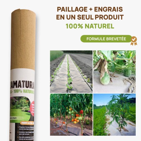 Pack de 2 Toiles de paillage Papier Autodégradable Kraft 0.9 x 20m Paillage pour Jardin Anti mauvaises herbes 100% Cellulose