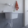 Lavabo Mural en Résine Blanc 50 x 32 cm Vasque Suspendue Anti-chocs - Evier Lave-Mains Salle de Bain WC Garage Buanderie