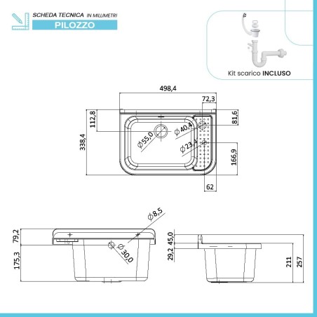 Lavabo Mural en Résine Blanc 50 x 32 cm Vasque Suspendue Anti-chocs - Evier Lave-Mains Salle de Bain WC Garage Buanderie