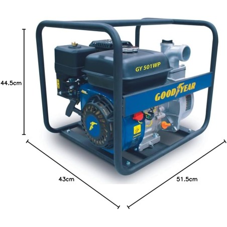 Pompe à Eau Thermique 7CV - Motopompe Essence Moteur 4T OHV 212Cm3 Eau Propre - Raccords 50mm Caves Piscine Irrigation GOODYEAR