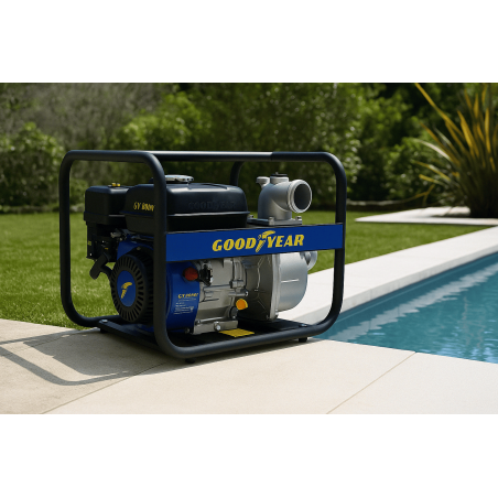 Pompe à Eau Thermique 7CV - Motopompe Essence Moteur 4T OHV 212Cm3 Eau Propre - Raccords 50mm Caves Piscine Irrigation GOODYEAR