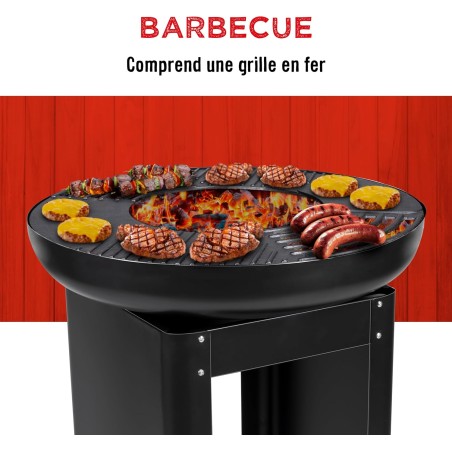 Brasero Barbecue Exterieur 61x90cm - Plancha Grill Teppanyaki - Charbon de Bois Jardin et Terrasse - Cuisine Extérieure ALPINA