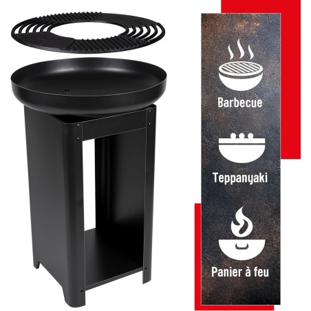 Brasero Barbecue Exterieur 61x90cm - Plancha Grill Teppanyaki - Charbon de Bois Jardin et Terrasse - Cuisine Extérieure ALPINA