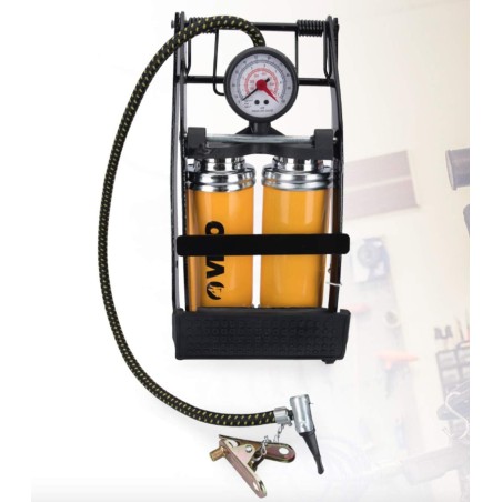 Pompe à pied double piston 7 bar Manomètre Gonflage rapide Précis VITO