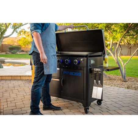 Plancha à Gaz 5 Brûleurs 14650W Plaque Ceramique 90 x 46 cm Amovible Pit Boss