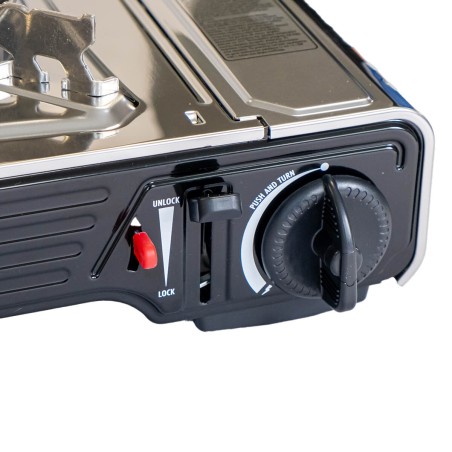 Réchaud 2 feux Inox 4400W + Plaque Grill Plancha 2en1 Thermocouple Intérieur / Extérieur ALPEN CAMPING