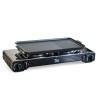 Kit Plancha Gaz 2en1 Complet - Réchaud 2 feux Inox 4400W + Plaque Grill + 4 Cartouches Gaz Butane Intérieur/Extérieur INTEC