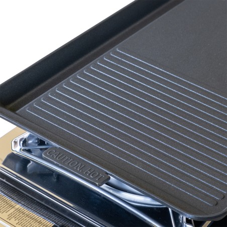 Kit Plancha Gaz 2en1 Complet - Réchaud 2 feux Inox 4400W + Plaque Grill + 4 Cartouches Gaz Butane Intérieur/Extérieur INTEC