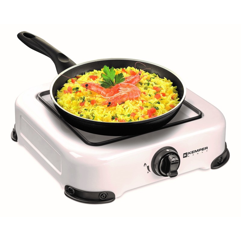 Réchaud gaz portable 1 feu 1300W Blanc laqué Plaque de cuisson KEMPER