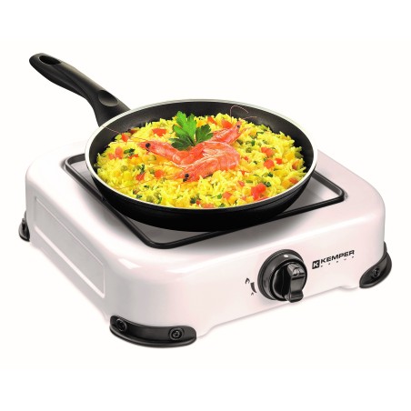 Réchaud gaz portable 1 feu 1300W Blanc laqué Plaque de cuisson KEMPER