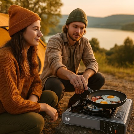 Réchaud Gaz Portable 1 Feu 2200W - Allumage Piezo - Cartouche gaz Butane – Idéal Camping, Randonnée & Cuisine Extérieure INTEC