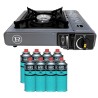 Réchaud Gaz Portable 1 Feu 2200W + 8 Cartouches gaz Butane Camping Randonnée Cuisine Extérieure INTEC