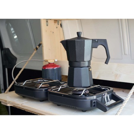 Réchaud gaz 2 feux 4600W pliable Camping KEMPER