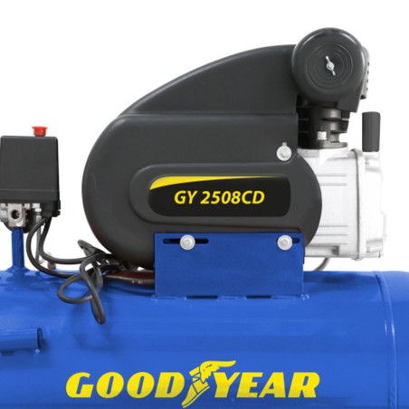 Compresseur d'air Silencieux 50 Litres 8 bar 2CV 1.5KW 115 PSI + Kit Air comprimé 3 pièces GOODYEAR