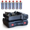 Réchaud à gaz 2200W Portable + 6 cartouches de gaz butane Cuisine Extérieure