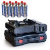 Réchaud gaz portable 2200W + 8 cartouches de gaz Butane Ideal Camping, Roadtrip, Cuisine Extérieure