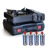 Réchaud à gaz portable + 4 cartouches de gaz Camping + Mallette incluse